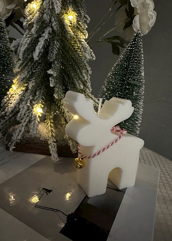 Beyaz Geyik Şeklinde Mum %100 soyawax - Görsel 3