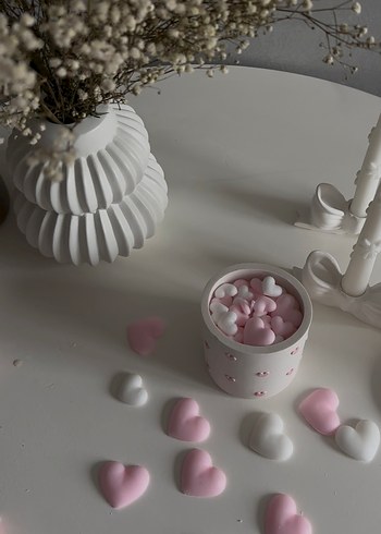 Beyaz Kalp Detaylı Mum kutusu - Görsel 3