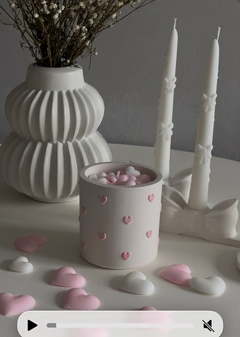 Beyaz Kalp Detaylı Mum kutusu - Görsel 2