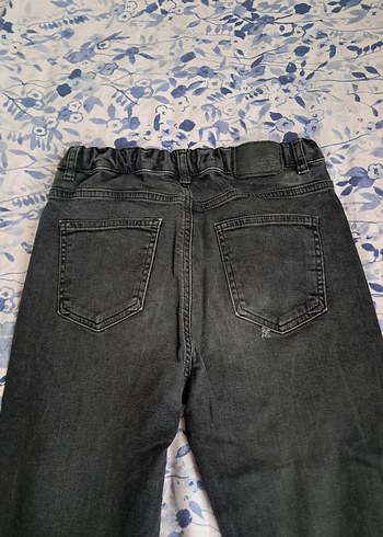 Gri Bağcıklı Salaş Kadın Kot Pantolon - Görsel 4