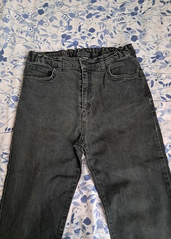 Gri Bağcıklı Salaş Kadın Kot Pantolon - Görsel 2