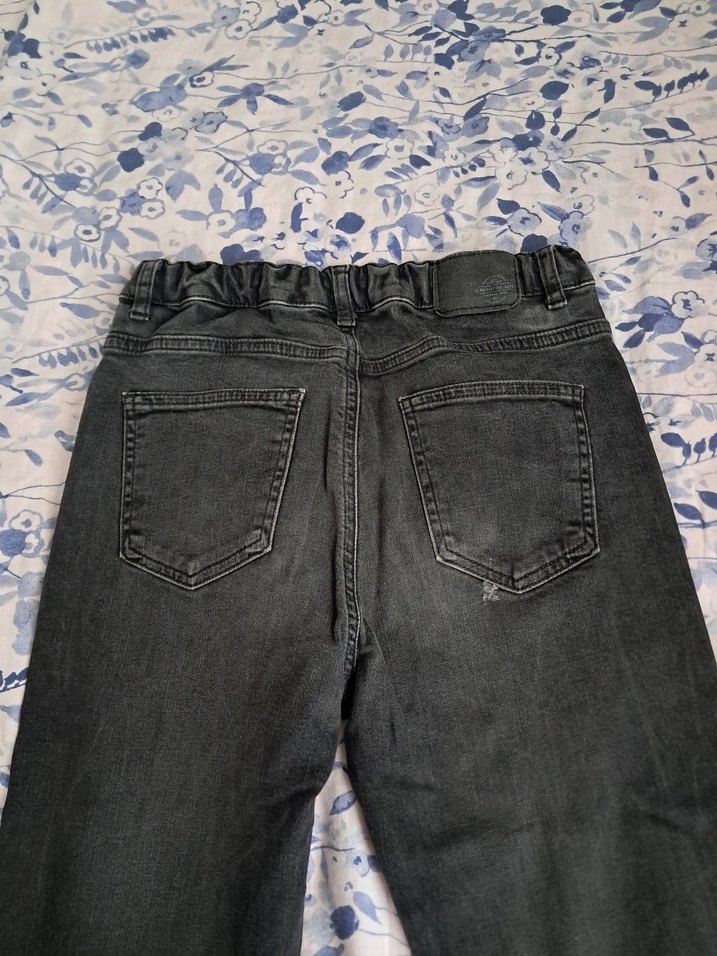 Gri Bağcıklı Salaş Kadın Kot Pantolon - Görsel 4