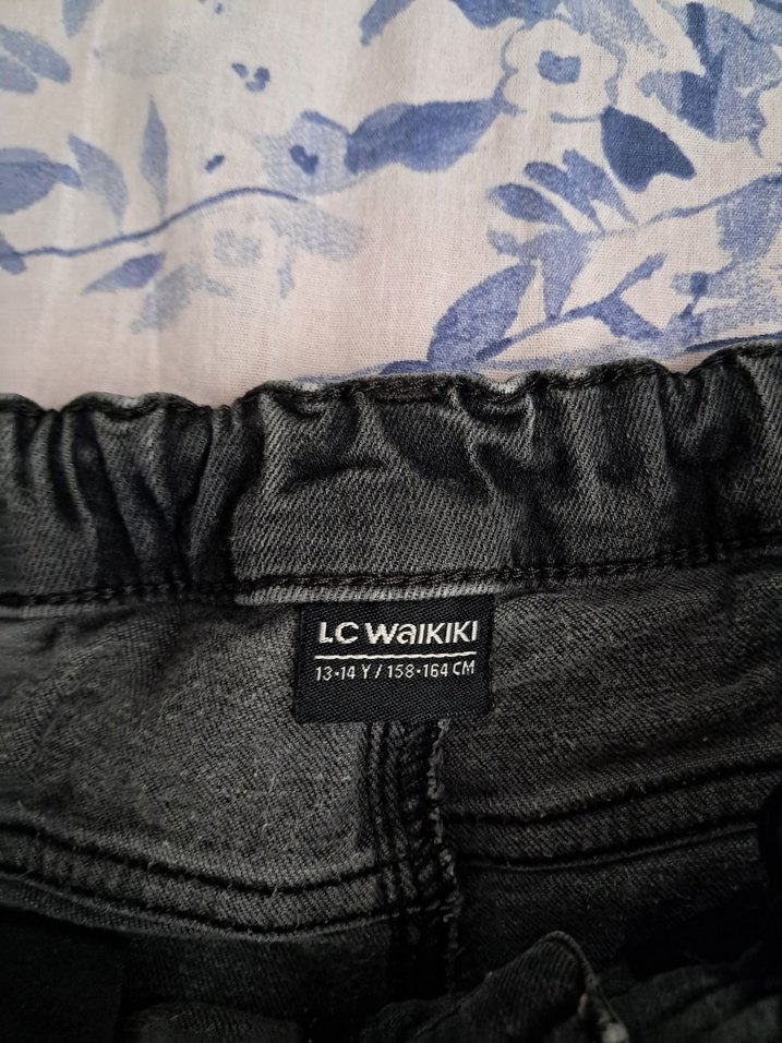 Gri Bağcıklı Salaş Kadın Kot Pantolon - Görsel 3