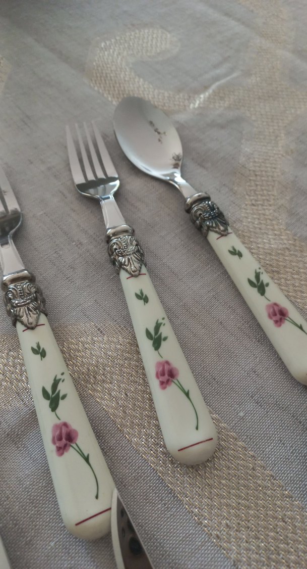 vintage çok şık  12 kişik pasta kaşık bıçak çatal seti - Görsel 3