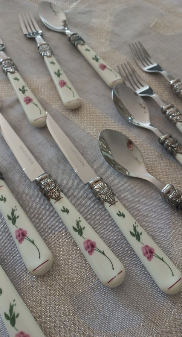 vintage çok şık  12 kişik pasta kaşık bıçak çatal seti - Görsel 4