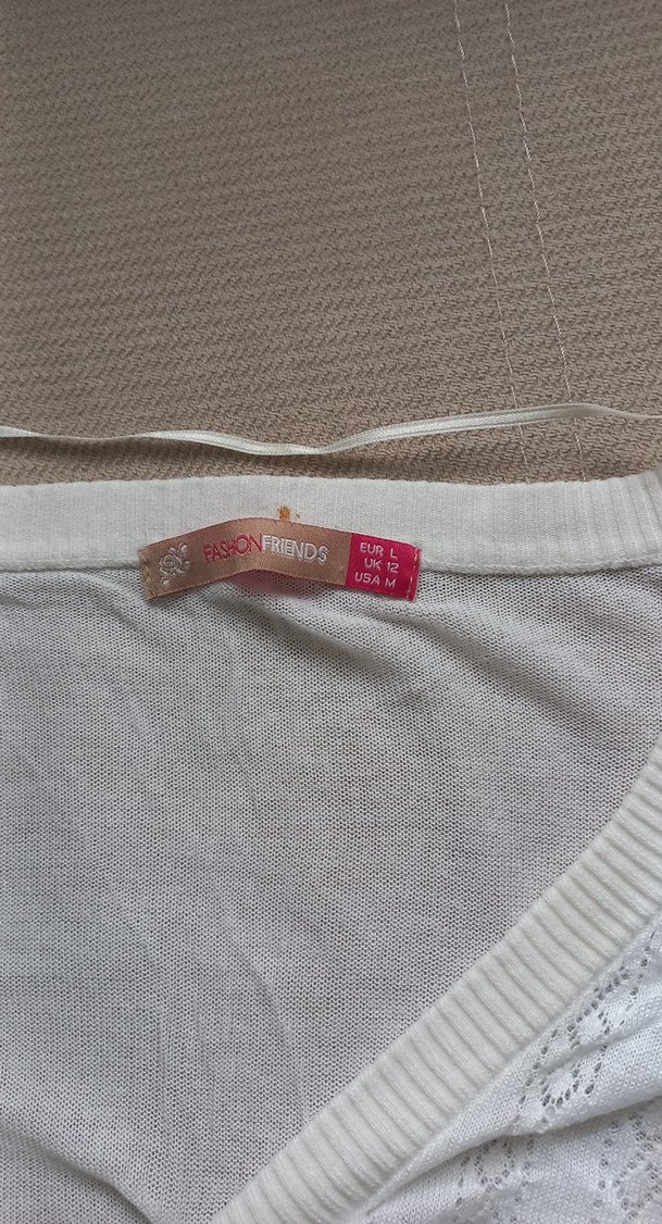 Kadın Beyaz V Yaka Örgü Kısa Kollu Hırka - Görsel 2