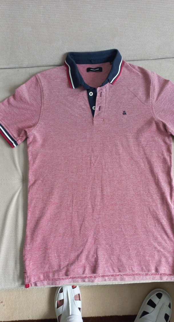 Jack jones pembe Pamuklu Polo Yaka Erkek Tişört - Görsel 4