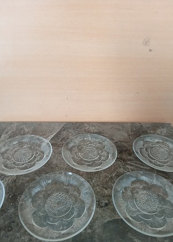 Paşabahçe Bej ve Gri Soyut Desenli Cam Tabak Seti