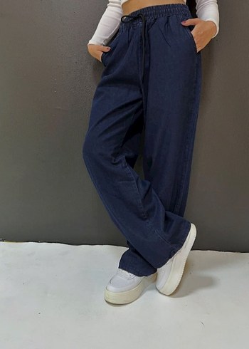 Kadın Lacivert Bol Kesim Denim Pantolon