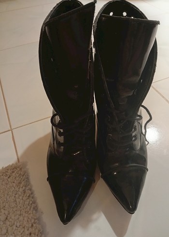 Siyah ruganStiletto Topuklu Gotik Kadın Bot - Görsel 4