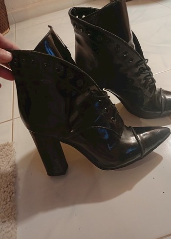 Siyah ruganStiletto Topuklu Gotik Kadın Bot - Görsel 2