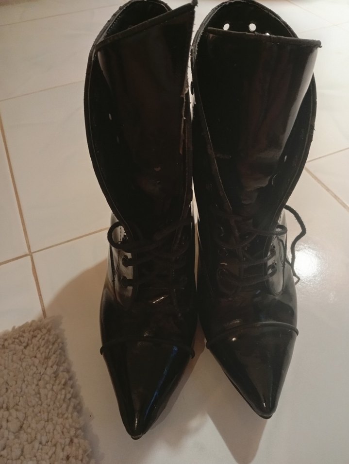 Siyah ruganStiletto Topuklu Gotik Kadın Bot - Görsel 4