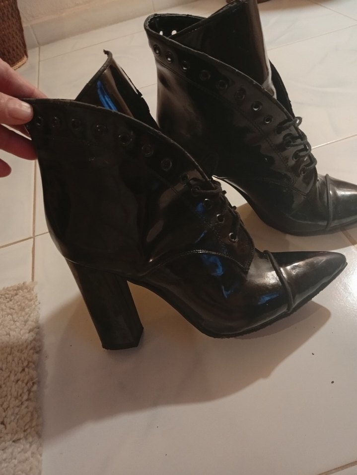 Siyah ruganStiletto Topuklu Gotik Kadın Bot - Görsel 2