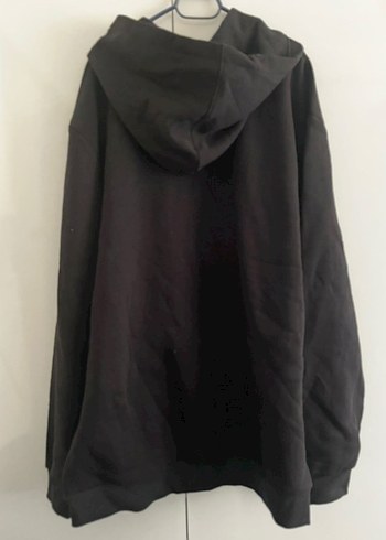 Kadın Siyah Kapüşonlu Salaş Sweatshirt - Görsel 2