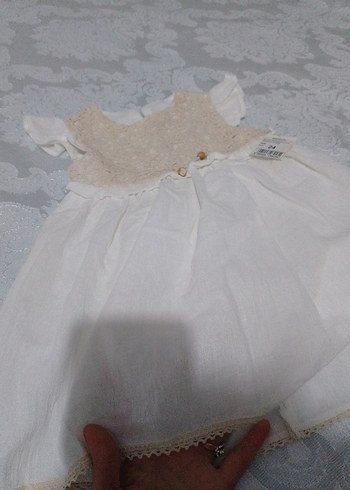 Kız Çocuk Dantel Detaylı Beyaz Elbise - Görsel 5