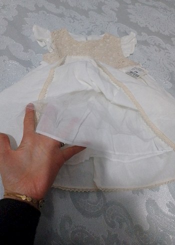 Kız Çocuk Dantel Detaylı Beyaz Elbise - Görsel 4