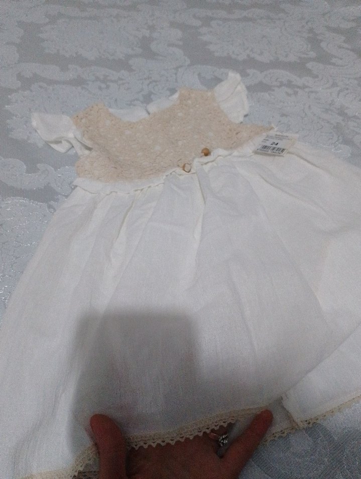 Kız Çocuk Dantel Detaylı Beyaz Elbise - Görsel 5