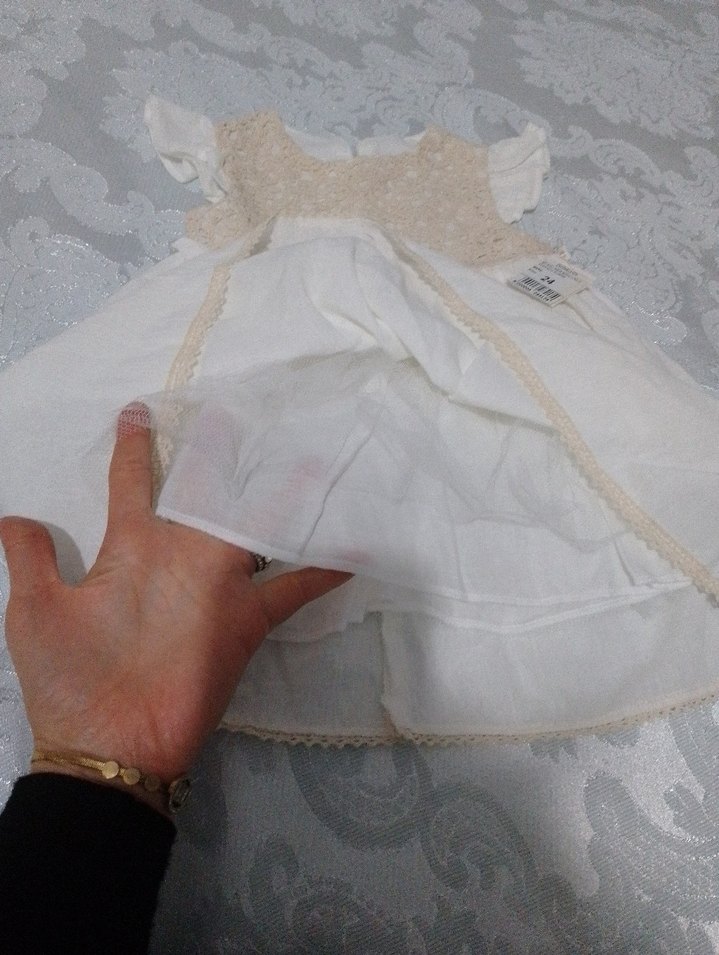 Kız Çocuk Dantel Detaylı Beyaz Elbise - Görsel 4