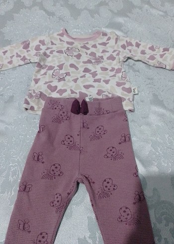 Dantelli Uzun Kollu Pembe Bebek Kız Takımı - Görsel 2