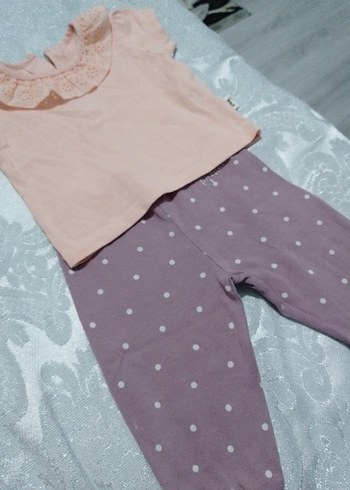 Pembe Fırfırlı Kısa Kollu Bebek Kız Takımı - Görsel 4