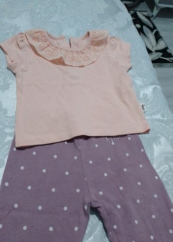 Pembe Fırfırlı Kısa Kollu Bebek Kız Takımı - Görsel 2