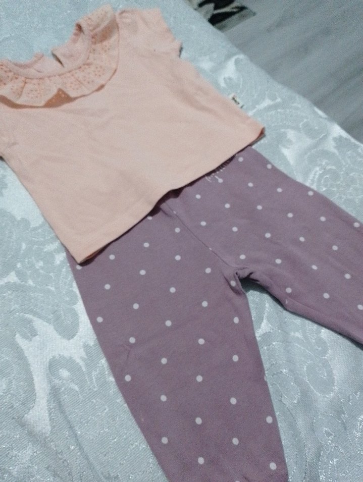 Pembe Fırfırlı Kısa Kollu Bebek Kız Takımı - Görsel 4