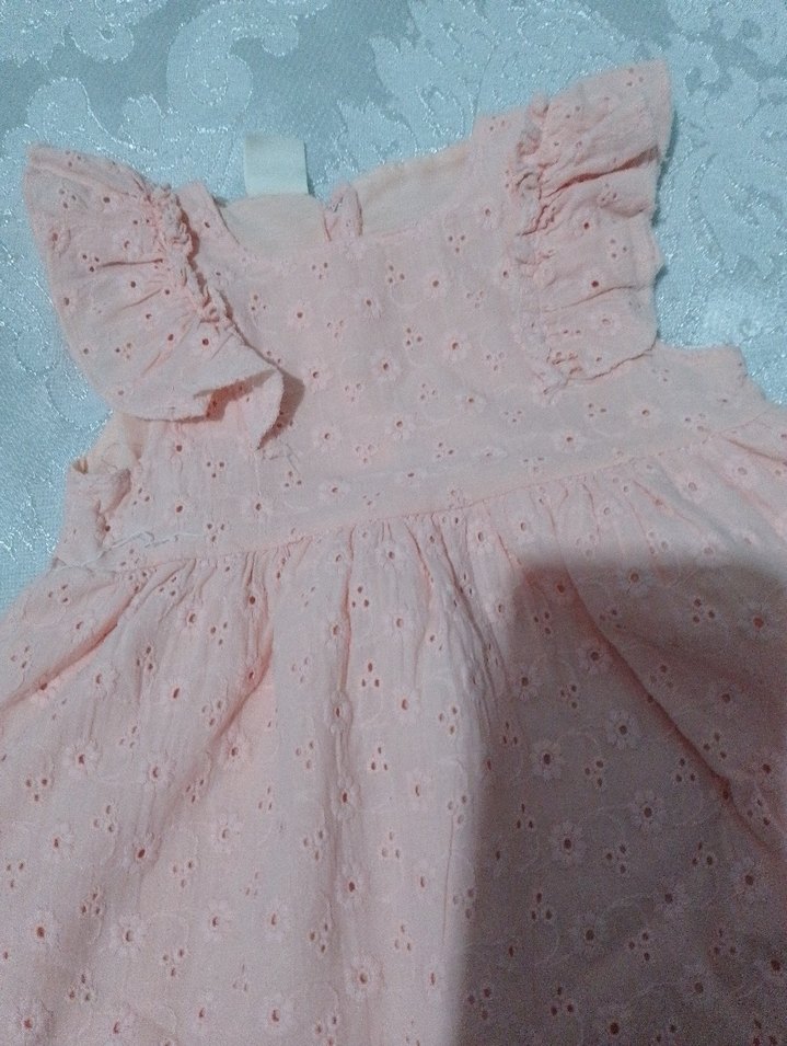 Pembe Nakışlı Fırfırlı Kız Elbisesi - Görsel 2