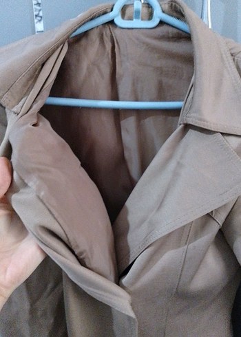 Bej Kadın Süet Düğmeli Midi Trençkot - Görsel 5