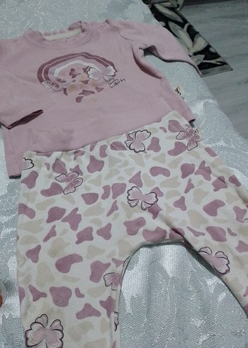 Uzun Kollu Pembe Bebek Kız Takımı Dantel Detaylı - Görsel 3