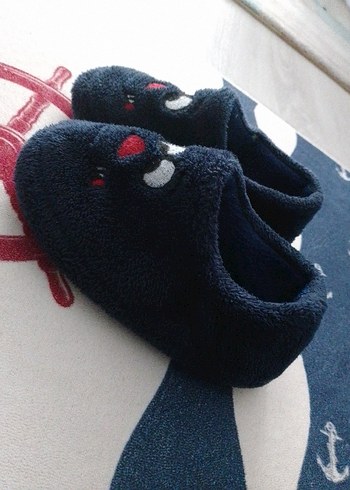 Nakışlı Erkek Çocuk Mavi Sıcak Terlik - Görsel 2