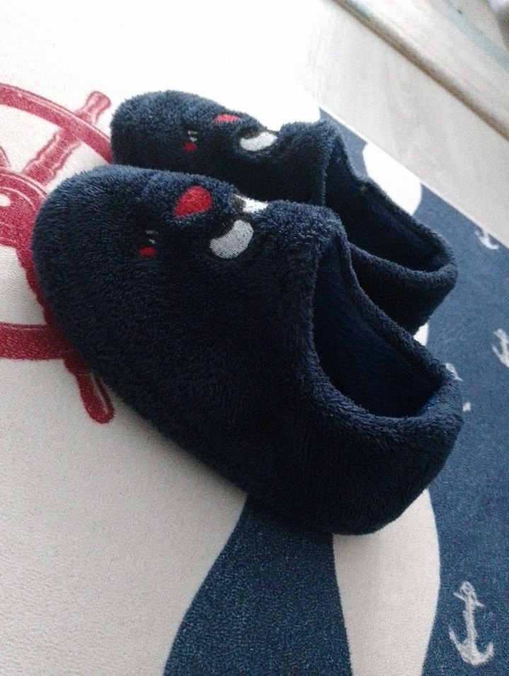 Nakışlı Erkek Çocuk Mavi Sıcak Terlik - Görsel 2