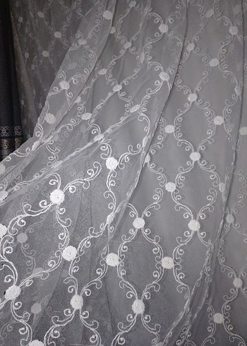 Nakışlı Beyaz krem Perde - Görsel 4
