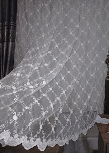 Nakışlı Beyaz krem Perde - Görsel 2