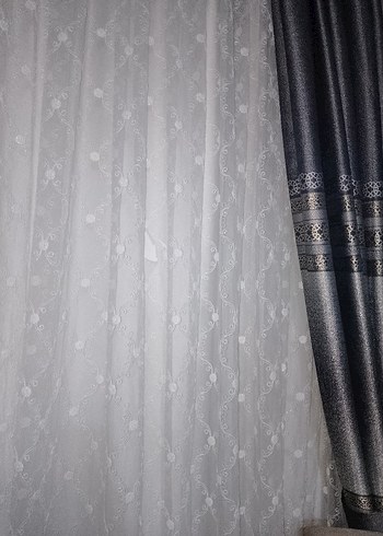 Nakışlı Beyaz krem Perde - Görsel 3