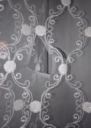 Nakışlı Beyaz krem Perde - Görsel 5