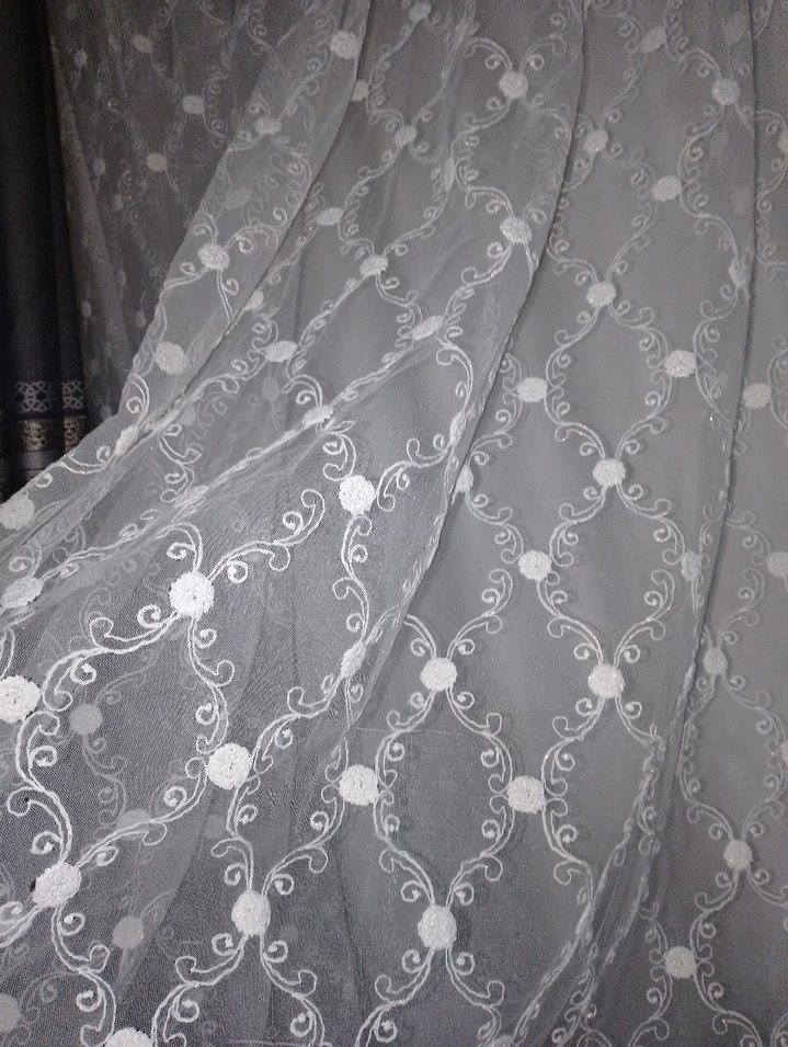 Nakışlı Beyaz krem Perde - Görsel 4