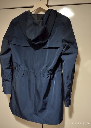 Düğmeli Lacivert Midi Yağmurluk - Görsel 4