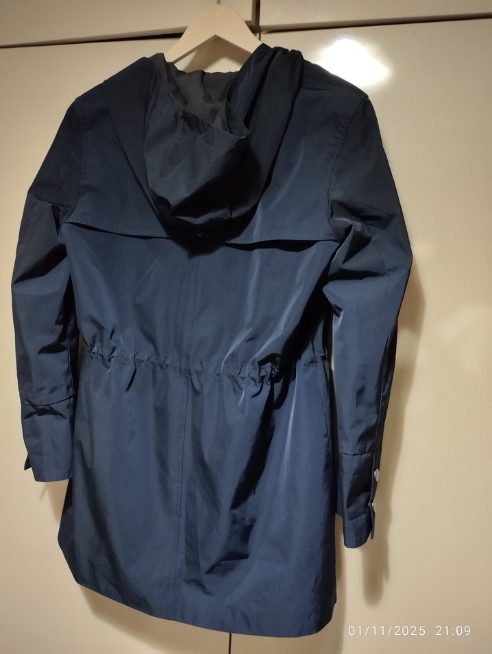 Düğmeli Lacivert Midi Yağmurluk - Görsel 4