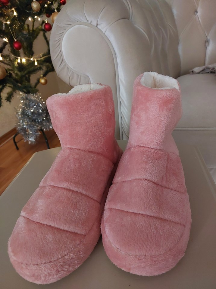 Kızlar için Pembe Sıcak Kürklü Ev Terliği - Görsel 2