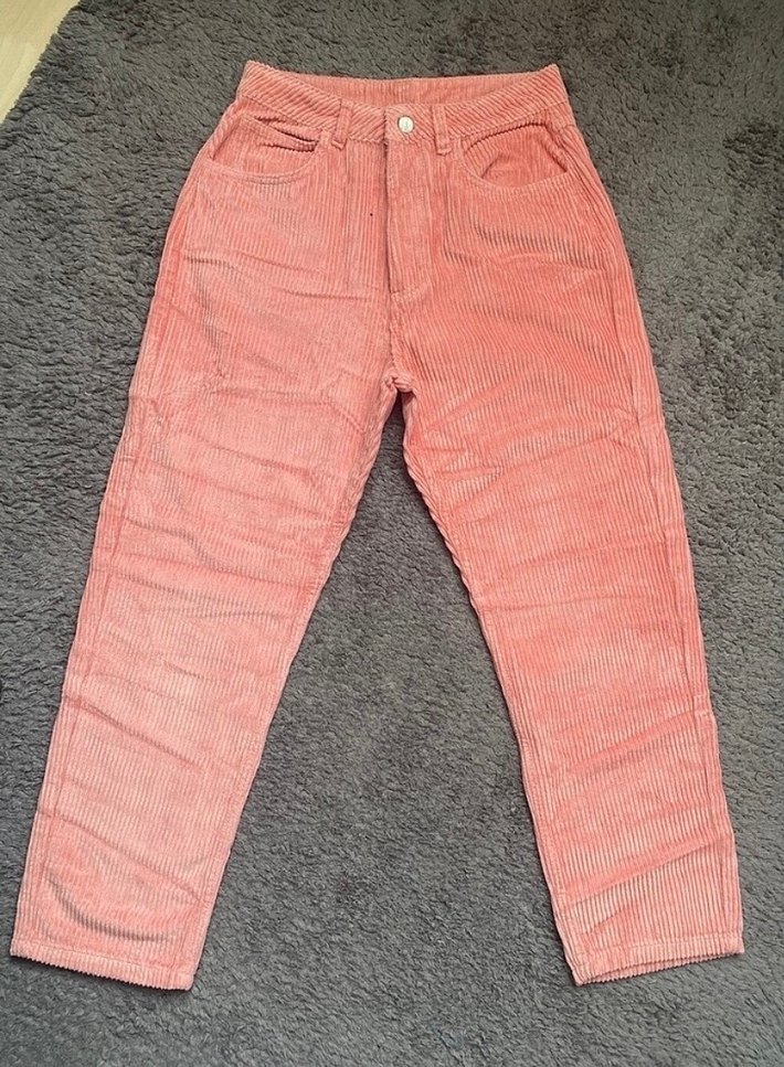 Pembe Kadife Kız Pantolonu Düğmeli - Görsel 2