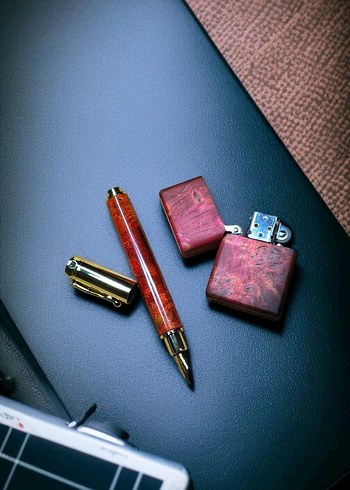 Renkli Ahşap Desenli Metal Kalem dolma kalemi epoksi seti - Görsel 4