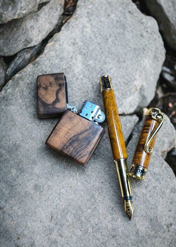 Renkli Ahşap Desenli Metal Kalem dolma kalemi epoksi seti - Görsel 3