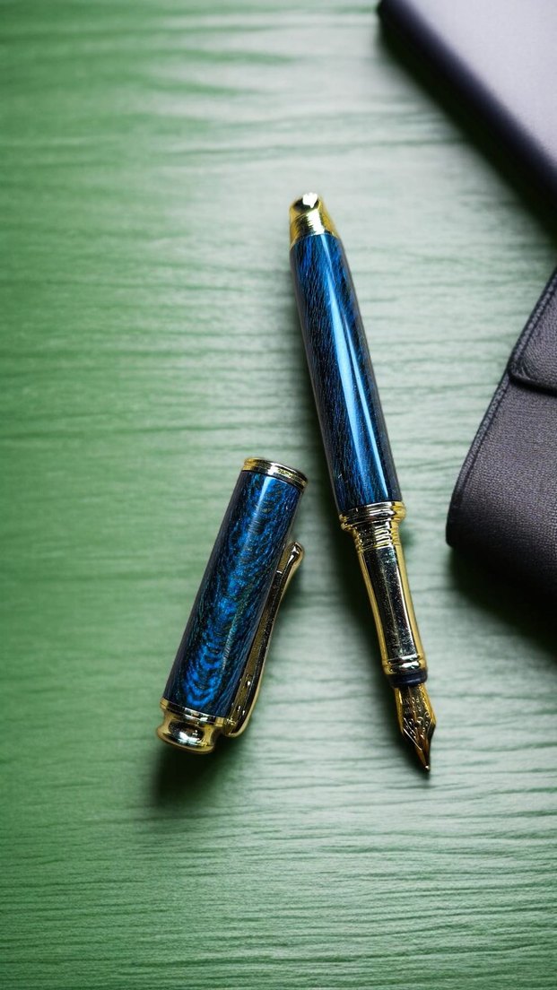 Renkli Ahşap Desenli Metal Kalem dolma kalemi epoksi seti - Görsel 2