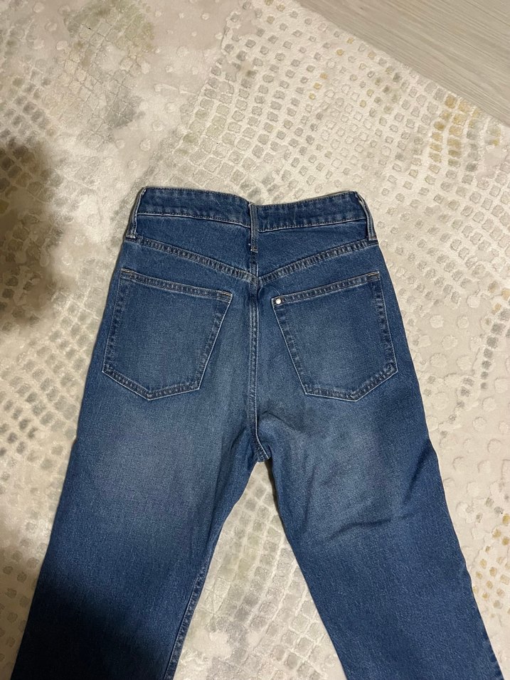Kadın Mavi Rahat Kesim Midi Denim Pantolon - Görsel 4