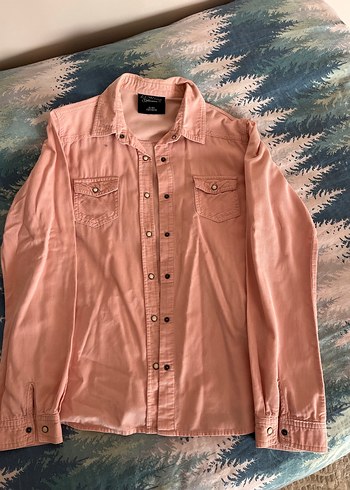 Pembe Düğmeli Uzun Kollu Kız gömlek - Görsel 2