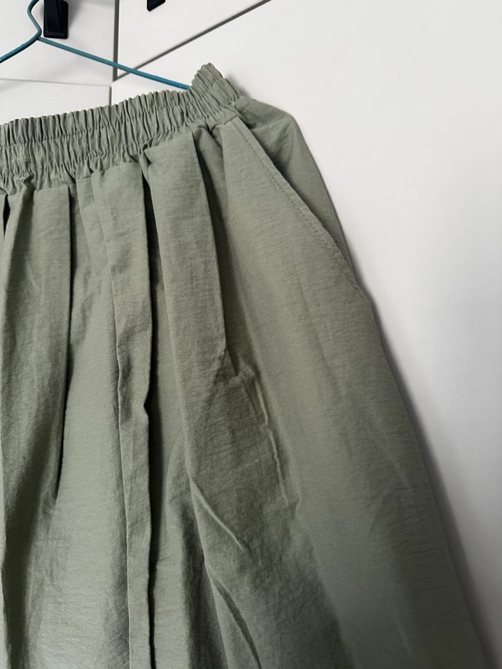 Kadın Haki Uzun Keten Pilili Etek - Görsel 2