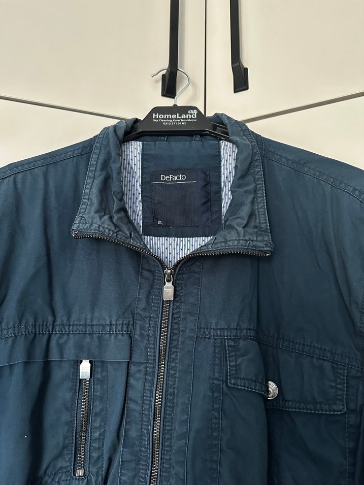 Erkek Lacivert Denim Fermuarlı Ceket - Görsel 2