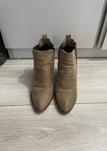 Elle Bej Süet Kadın Bot, Topuklu, Tokalı