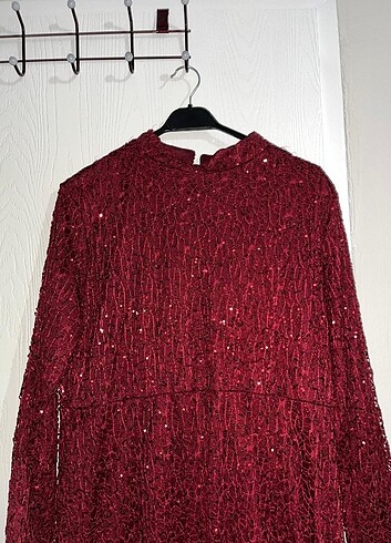 48 Beden bordo Renk Elbise 
