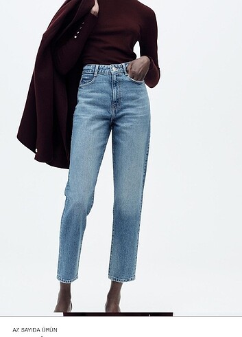 Zara yüksek bel slim mom paça jeans